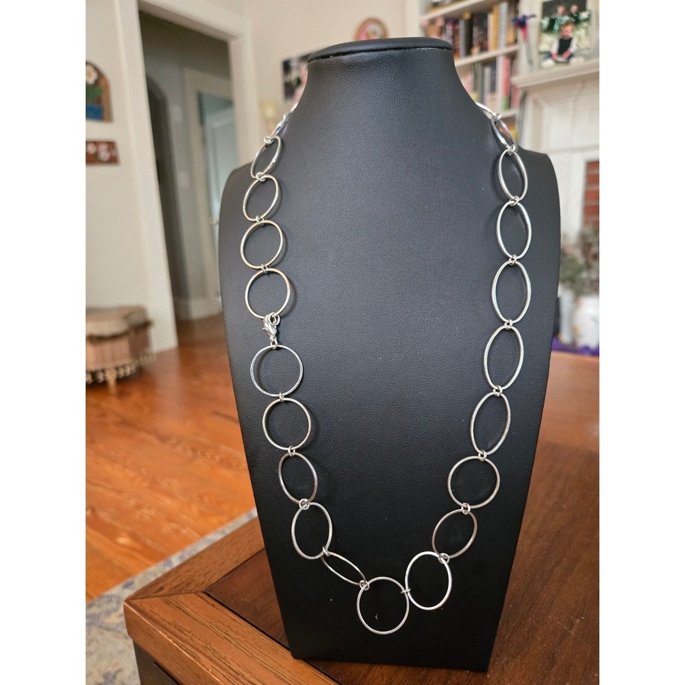 Circle Link Necklace Silver Tone Vintage